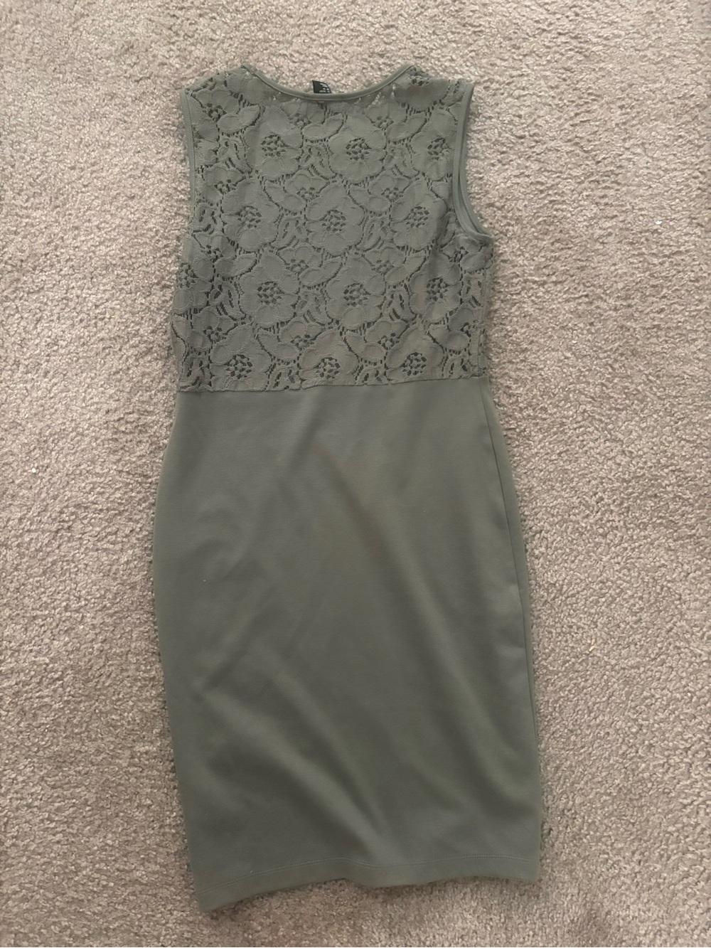 H&M Olive Lace-Panel Sleeveless Bodycon Dress - Picture 2 of 2